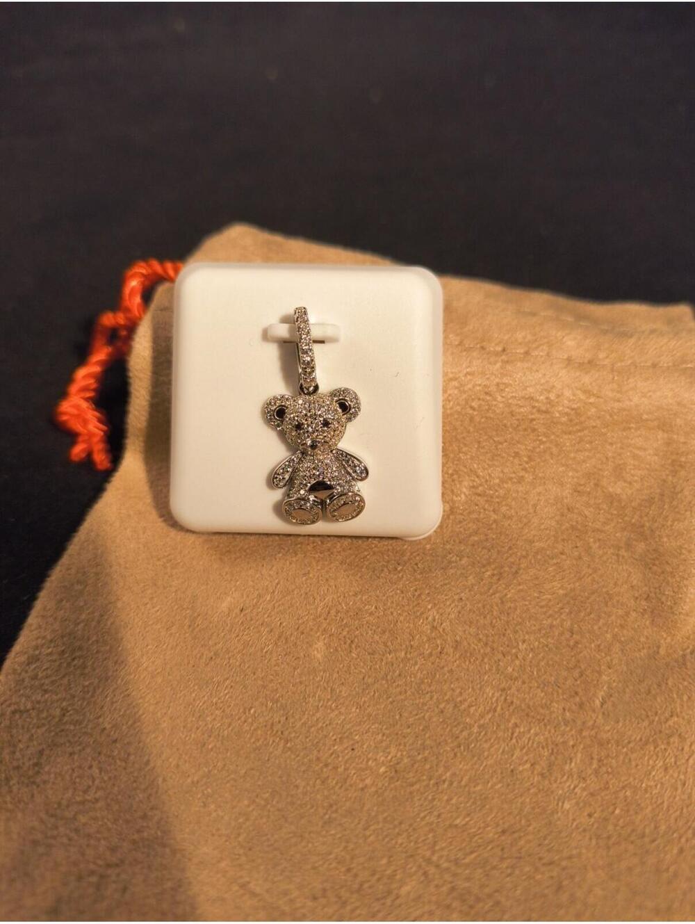 Sterling Silver Moissenite Teddy Bear Pendant
